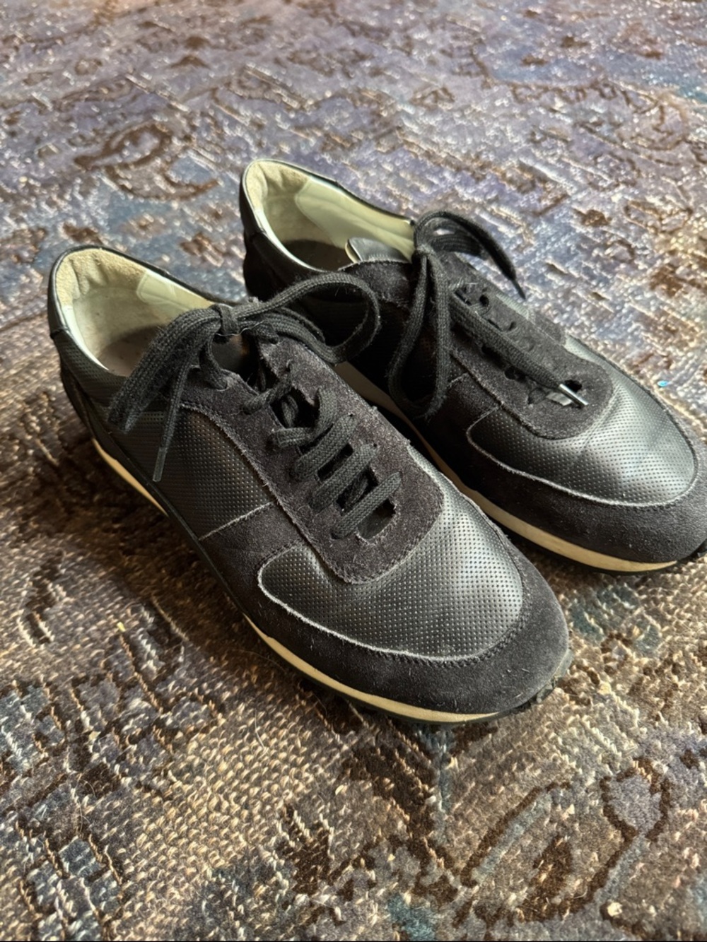 Rachel Comey Black Suede & Perforated Leather Sneakers
